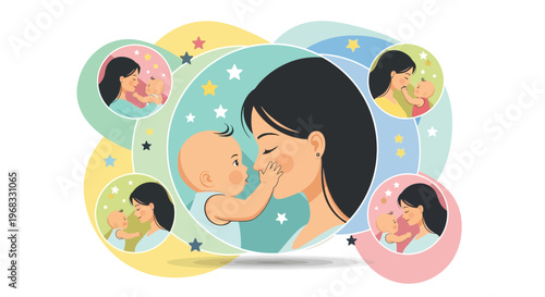 Mother and Baby Embrace Tenderly in Gentle Circles.