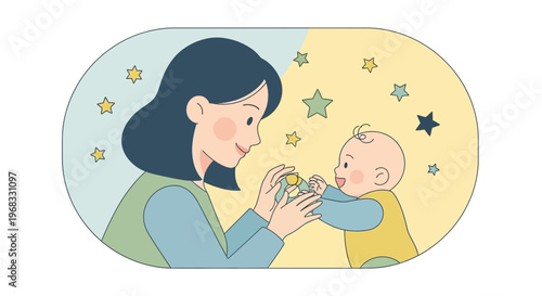 Mother and Baby Playing Together Happily.