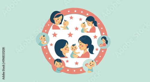 Motherhood Moments Illustrated Circle of Love and Care.