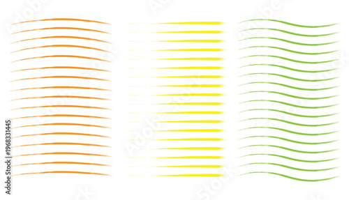 Abstract colorful wave patterns a triptych of rhythmic lines and soft hues