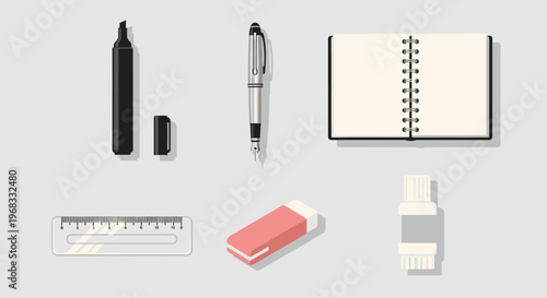 School supplies on a table top 4.