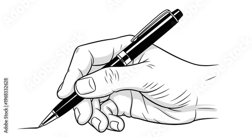 Hand holding a pen to write.