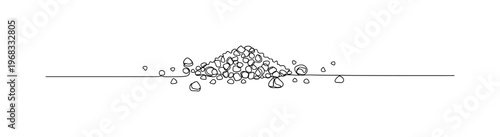 Scattered Seasoning. Minimalistic one-line drawing salt grains spread across table, continuous single black line on white background, simple outline style, no