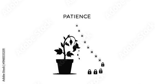 patience concept with plant and locks