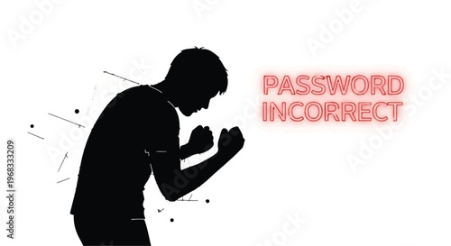 Frustrated man with password incorrect message