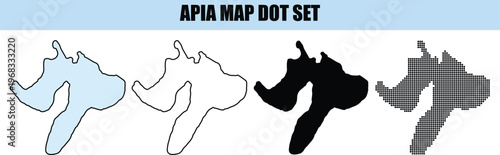 Apia Map Dot Set representing Samoa capital city in various graphic styles