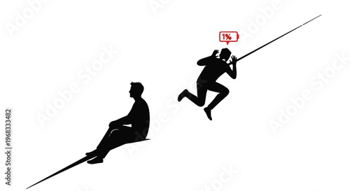 Businessman and dollar sign on tightrope