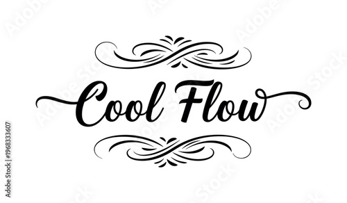 Cool Flow. lettering and all elements in black. Vector style. AWhite background. Pure white background. Perfect isolation and visual consistency. Elegant