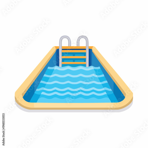 Cartoon Pool Illustration with Ladder and Water