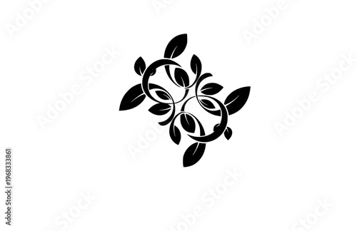 Connectioneering Entwined Leaves Silhouette Sticker, Universal Nature Connection Vector, Minimalist Collaborative Botanical Illustration