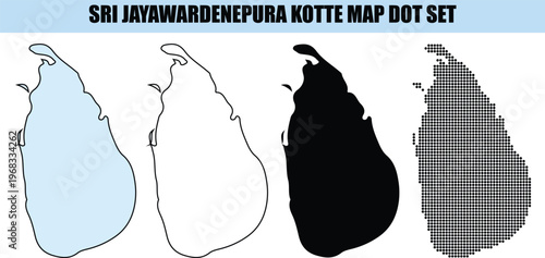 Sri Jayawardenepura Kotte Map Dot Set showing different styles of Sri Lanka capital city geography