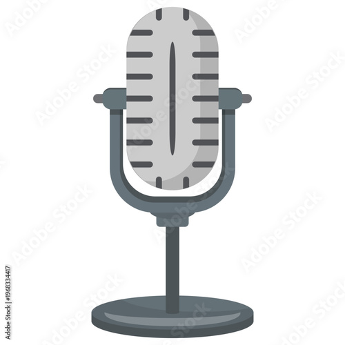 Vintage Studio Microphone Flat Illustration for Audio Recording