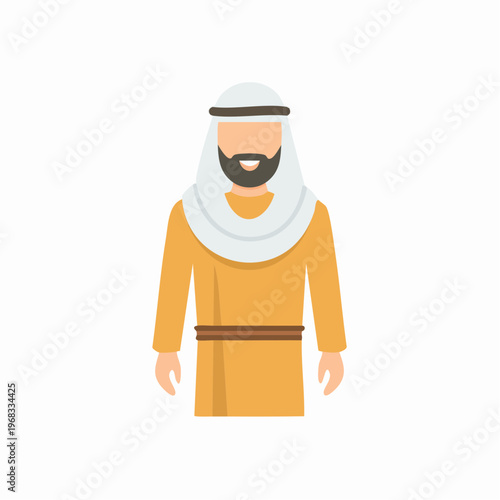 Middle Eastern Man in Traditional Attire Vector Illustration