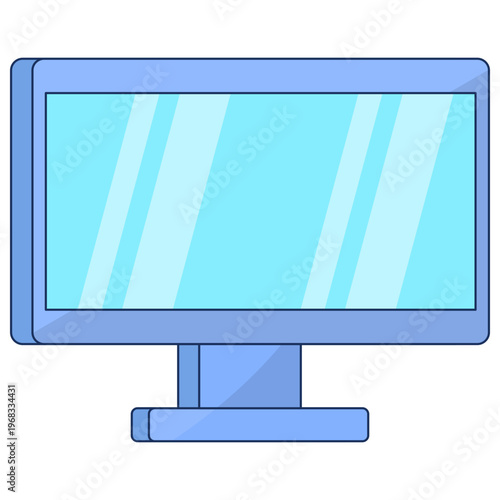 Desktop Computer Monitor Screen Flat Vector Illustration