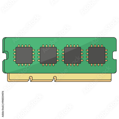 Computer RAM Memory Module Flat Vector Illustration