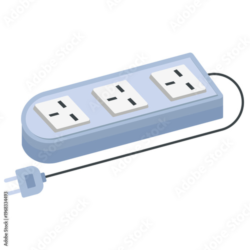 Electric Power Strip Extension Board Flat Illustration