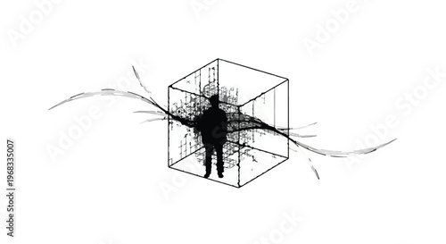 man trapped in cube breaking free