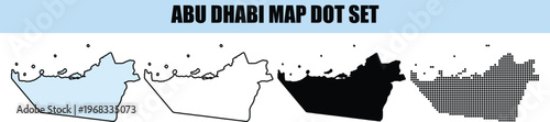 Abu Dhabi Map Dot Set showing geographical borders in flat vector style