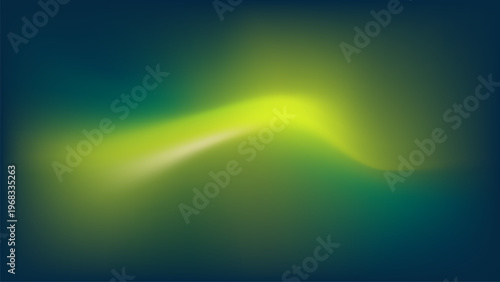 Abstract background with a glowing, wavy yellow-green light streak against a dark blue-green gradient, creating a futuristic and ethereal atmosphere.