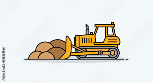Bulldozer pushing earth with blade.