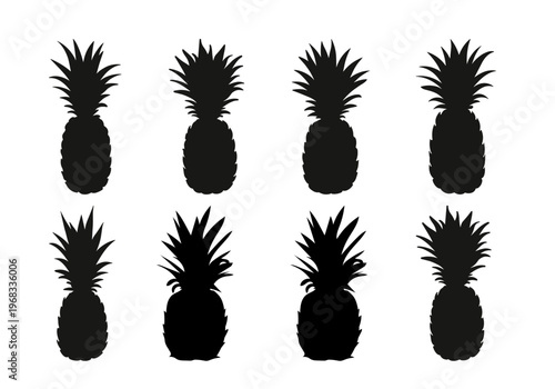 Pineapple Silhouette Collection Tropical Fruit Vector Set