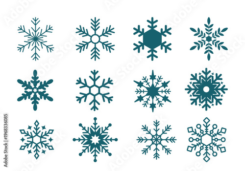 Snowflake Collection Winter Decorative Vector Set
