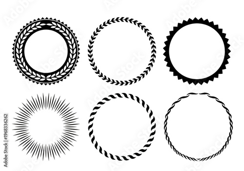 Decorative Circle Frames Set Ornamental Round Borders