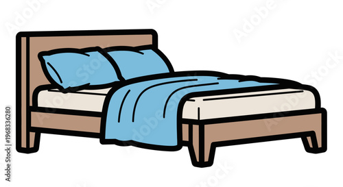 Simple cartoon style wooden bed.