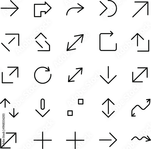 Black arrows on white background signs symbols