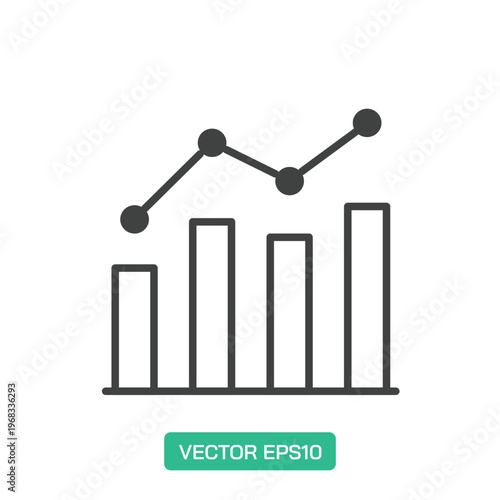 Combined Bar and Line Chart icon. Thin line icon vector