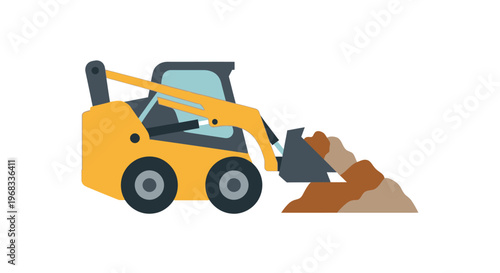 Yellow Skid Steer Loader Machine.