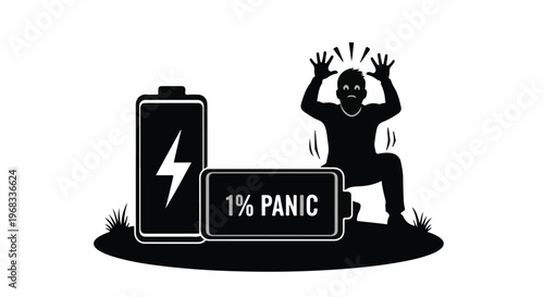 low battery panic stress illustration
