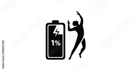 Low battery energy motivation woman dancing