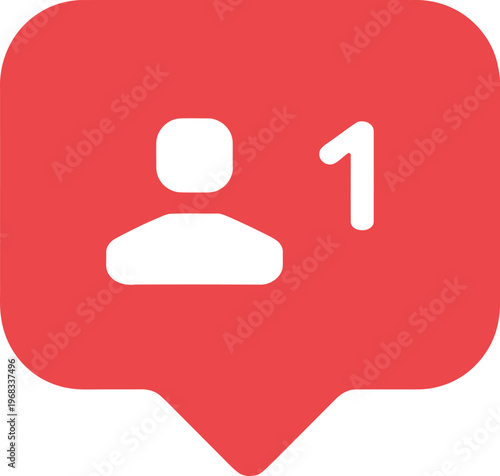 Red notification with white silhouette of person and number one