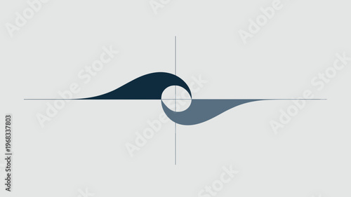 Abstract wave intersecting straight line – Ideal for data visualization concepts, fluid dynamics art, or modern logo design.