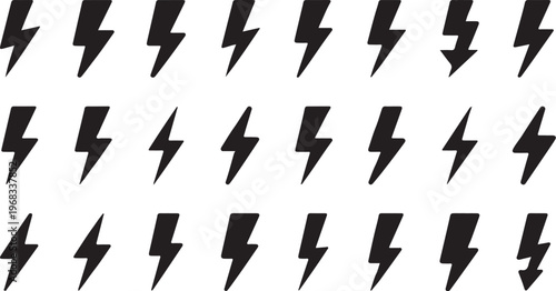 Seamless Lightning Bolt Pattern Background – Black Thunder Icons Minimal Design