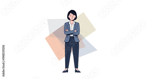 Professional Woman Standing Confidently with Arms Crossed.