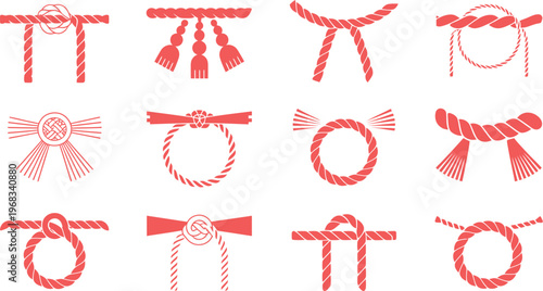 Collection of Various Traditional Rope Knots and Tying Techniques Isolated