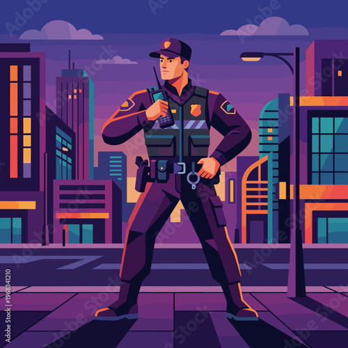 A cheerful female dentist in a patterned blue scrub top holds a dental mirror and probe, smiling confidently against a clean, light background with various dental tools.