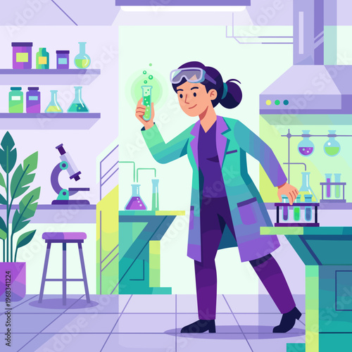 A powerful male police officer in his tactical uniform stands assertively on an urban street at night, holding a radio with a dramatic city skyline backdrop under a dark sky.