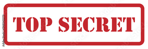 Top secret red rubber stamp icon with stencil text style and rounded frame vector illustration isolated on white background for security or classified document design.