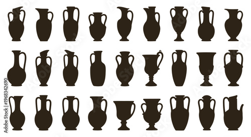 Collection of ancient pottery vessel silhouettes 