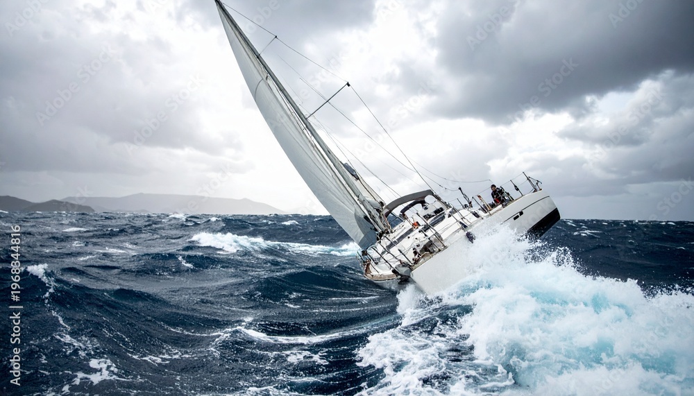 Obraz premium 転覆するヨットの写真