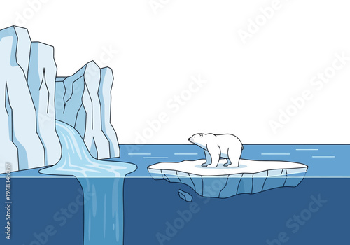 Arctic melt Polar bear stranded on dwindling ice floe as glacier water flows into the sea