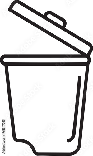 Black silhouette of a tall outdoor trash can with hinged lid outdoor bin litter bin waste container