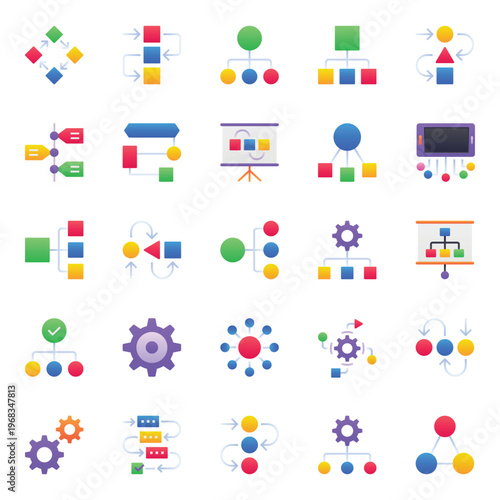 Gradient color icons set for Workflow