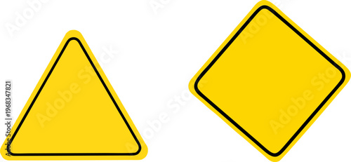Blank Yellow Triangle and Diamond Warning Signs
