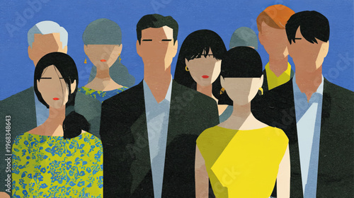 Abstract geometric portraits showcasing diversity and identity in colorful modern vector composition celebrating LGBTQ inclusion and creative individuality