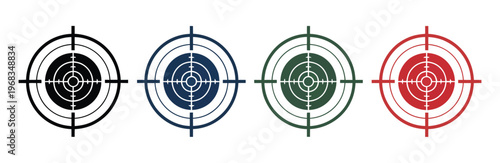 Target icon set, crosshair, sniper scope, aiming reticle, and cross hair, minimalist black and white vector sketches for shooting