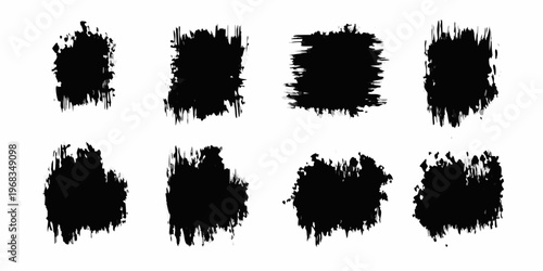 Collection of abstract black brushstroke shapes on a white background
